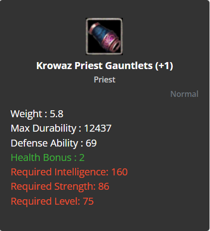 Krowaz Priest Gauntlets +1