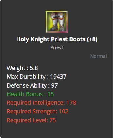 Holy Knight Priest  Boots +8