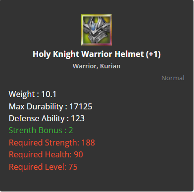 Holy Knight Warrior Helmet +1