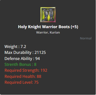 Holy Knight Warrior Boots +5