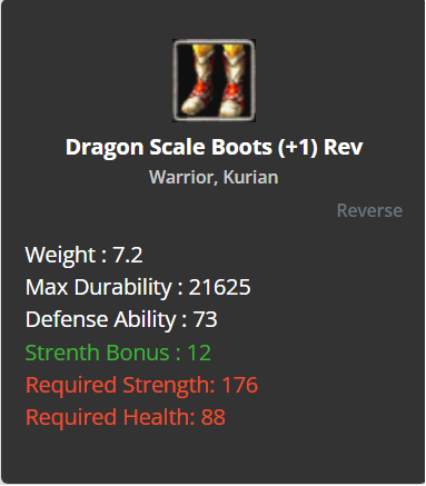 Dragon Scale Boots +1 (Reverse)