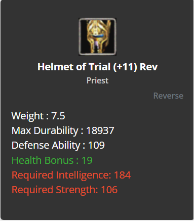 Helmet Of Trial +11 (Reverse)